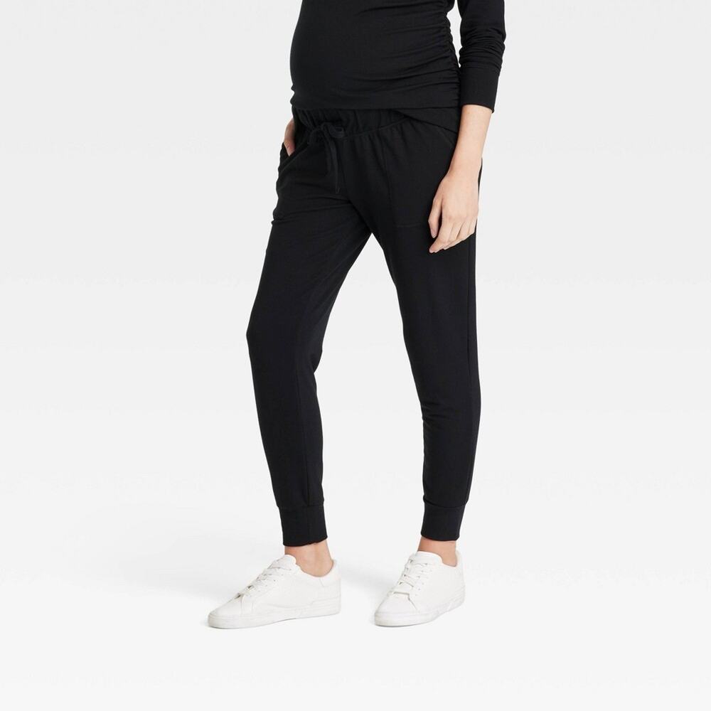 Isabel Maternity by Ingrid & Isabel Knit Maternity Joggers Black M Mid Rise